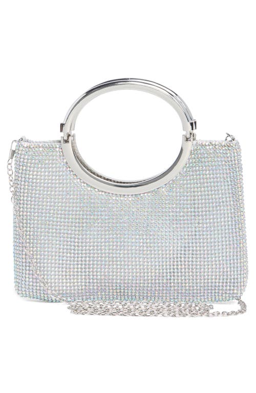 Jessica Mcclintock Zinia Crystal Mesh Ring Top Handle Bag In Irridescent Silver