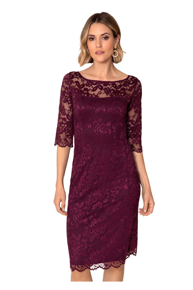 Lila Lace Dress, Alternate, color, Claret