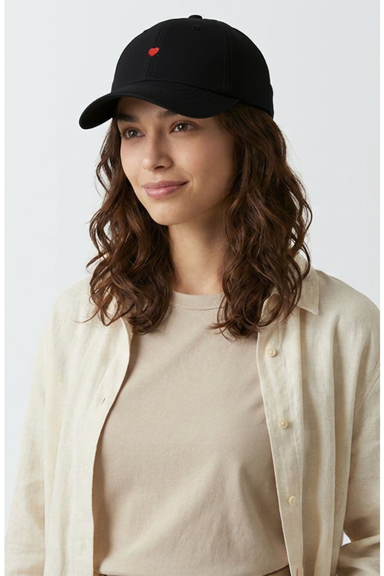 Lil Red Heart Dad Cap, Alternate, color, Black