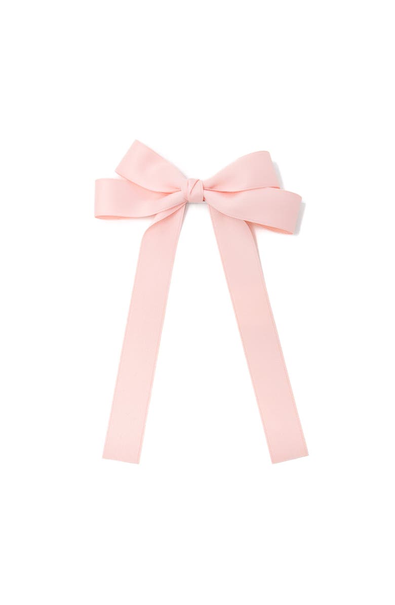 Puttisu Classic Long Ribbon Bow Clip, Main, color, Blush Pink