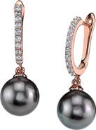 The Pearl Source Tahitian South Sea Pearl Rose Gold Plated Zara Earrings