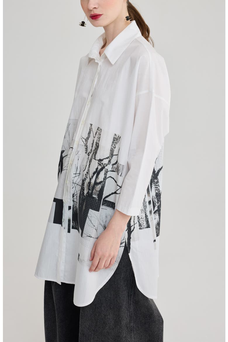 Harlow Printed Cotton Shirt, Alternate, color, Black Print