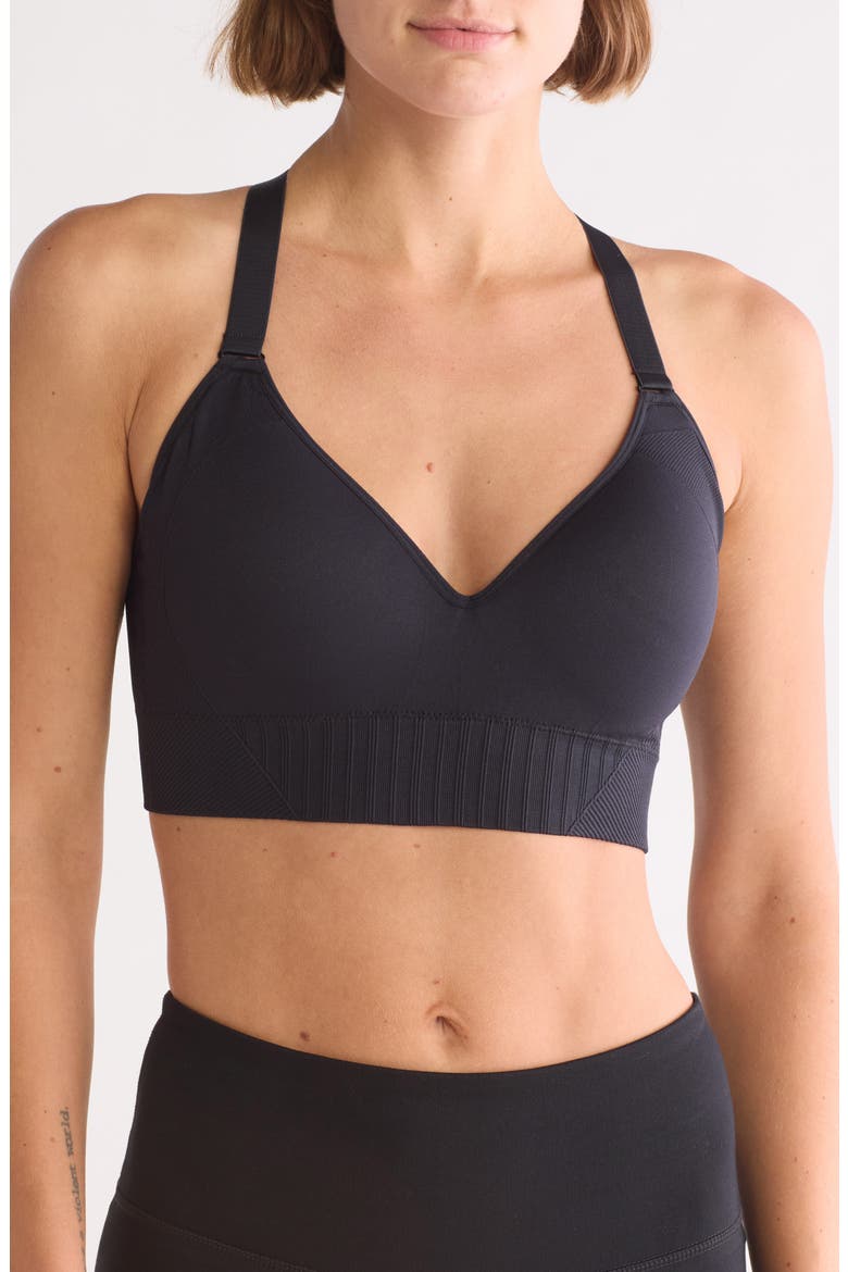 Ariel Racerback Seamless Sports Bra, Main, color, BLACK