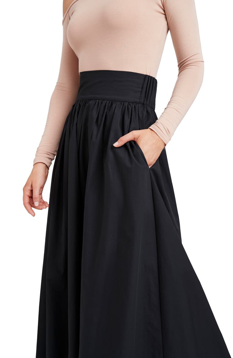 Marcella Raven Cotton Poplin Maxi Skirt, Alternate, color, Black