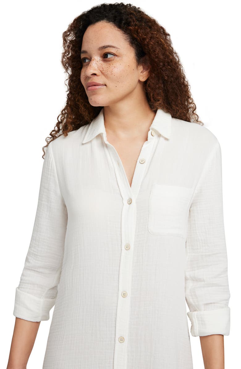 Faherty Dream Long Sleeve Organic Cotton Gauze Maxi Shirtdress, Alternate, color, 