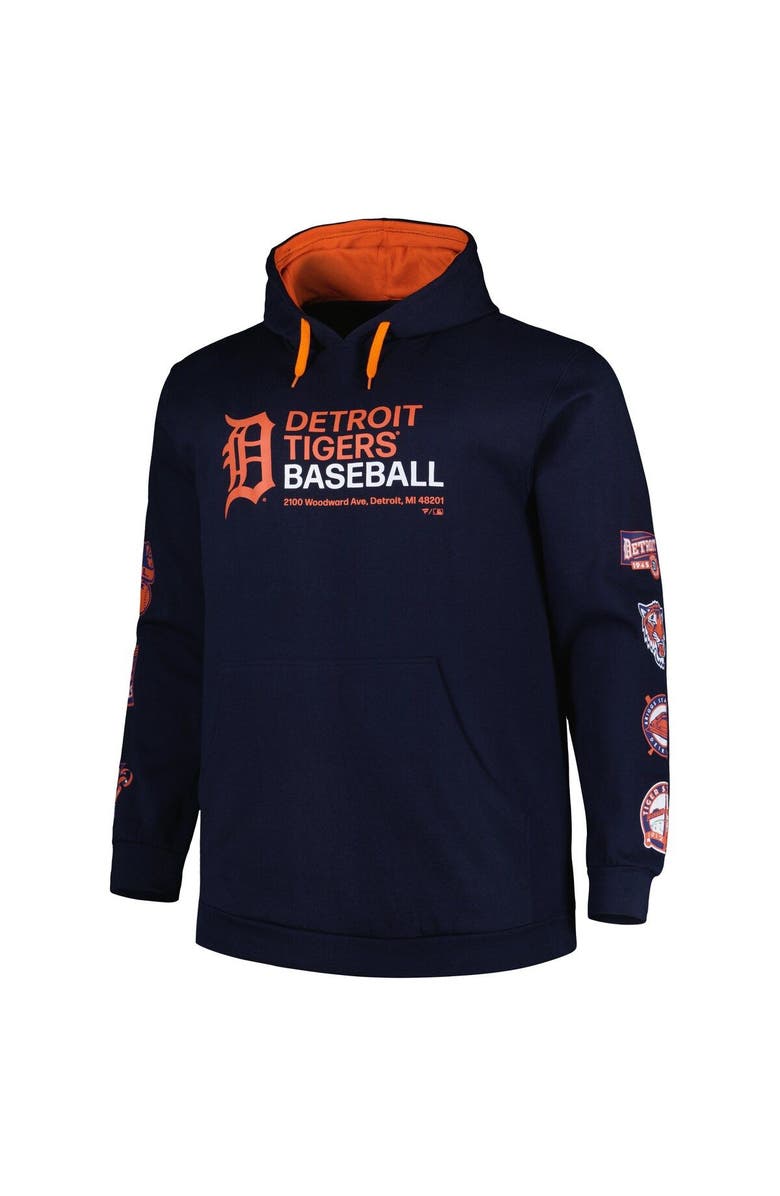 PROFILE Men's Navy Detroit Tigers Big & Tall Fleece Pullover Hoodie, Alternate, color,