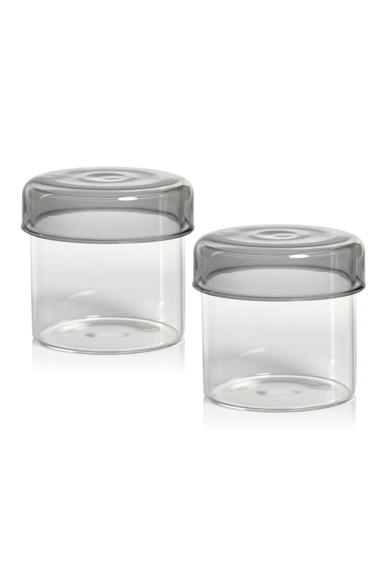 Set of 2 Smoke Utility Glass Jars, Main, color, CLEAR/ GRAY