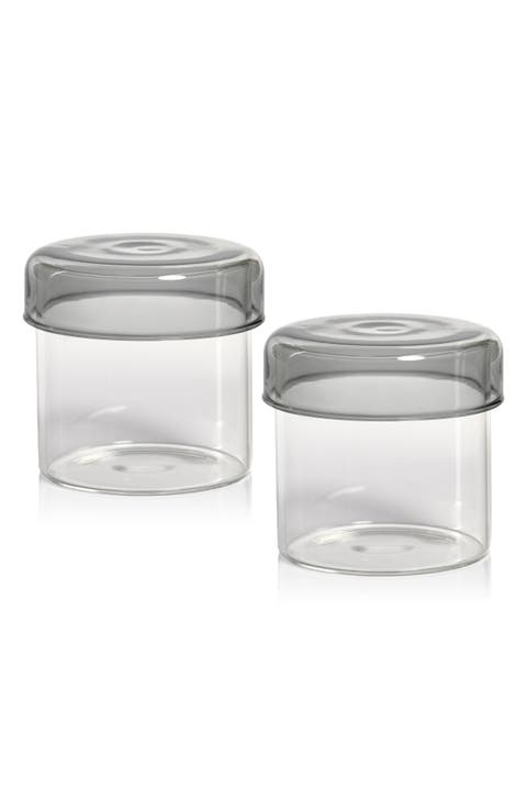 Set of 2 Smoke Utility Glass Jars