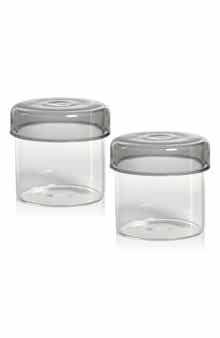 Set of 2 Smoke Utility Glass Jars