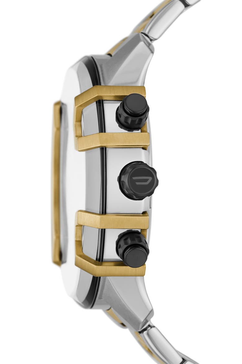 Griffed Chronograph Two Tone Bracelet Watch, 48mm, Alternate, color, BLACK/GOLD/SILVER