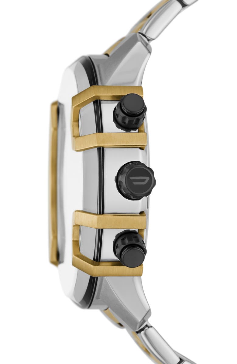 DIESEL<sup>®</sup> Griffed Chronograph Two Tone Bracelet Watch, 48mm, Alternate, color, Tri-Tone