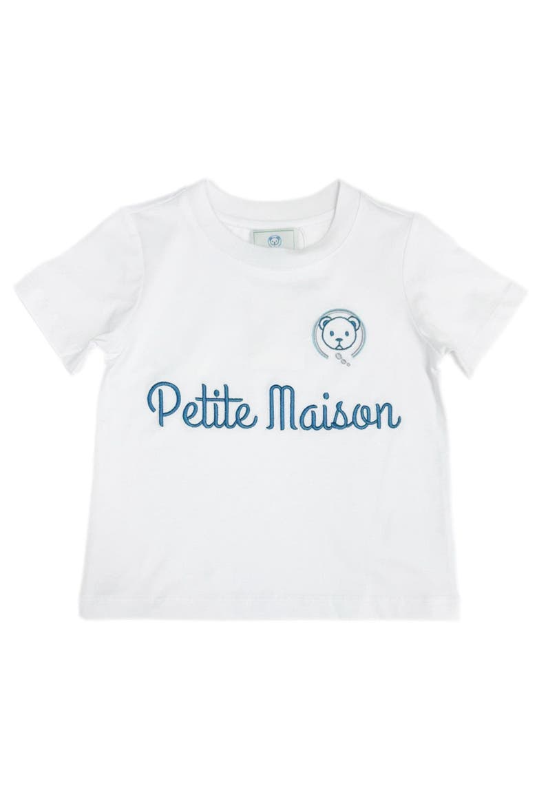 Petite Maison Navy Logo Pima Cotton T-Shirt, Alternate, color, White with Navy