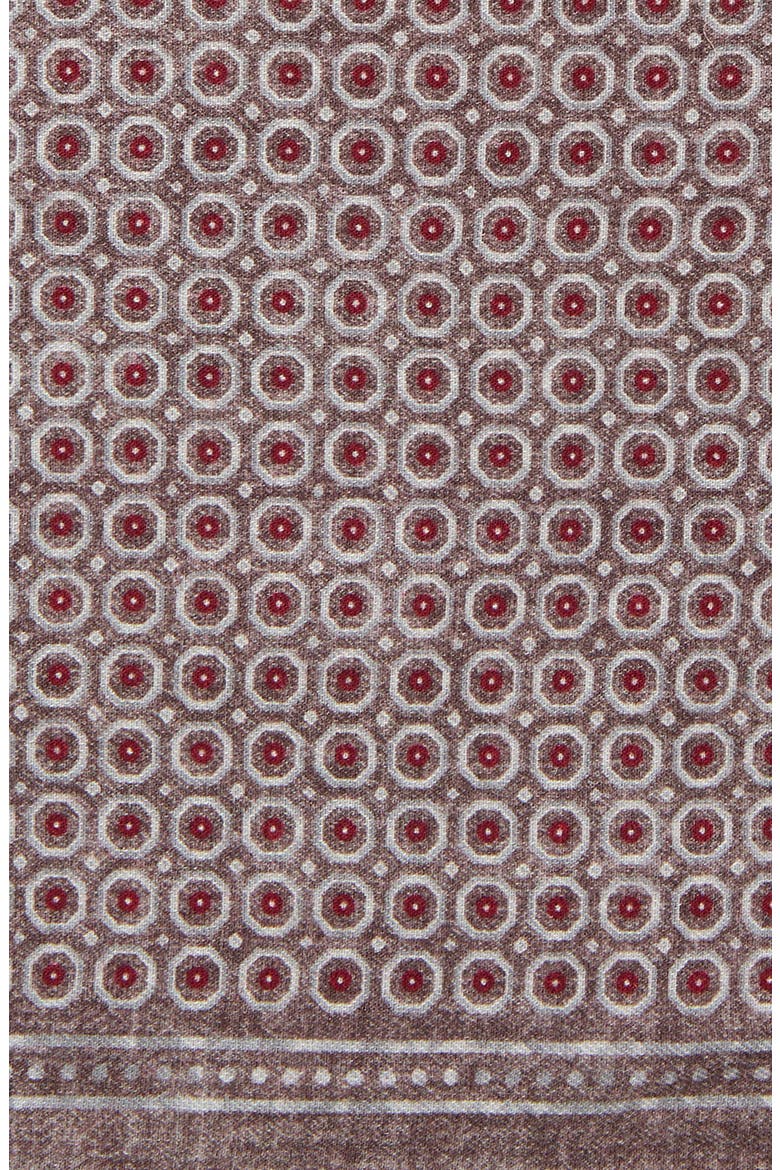 Foulard Print Wool & Cotton Pocket Square, Alternate, color, 051318 BRW GRY BRGDY