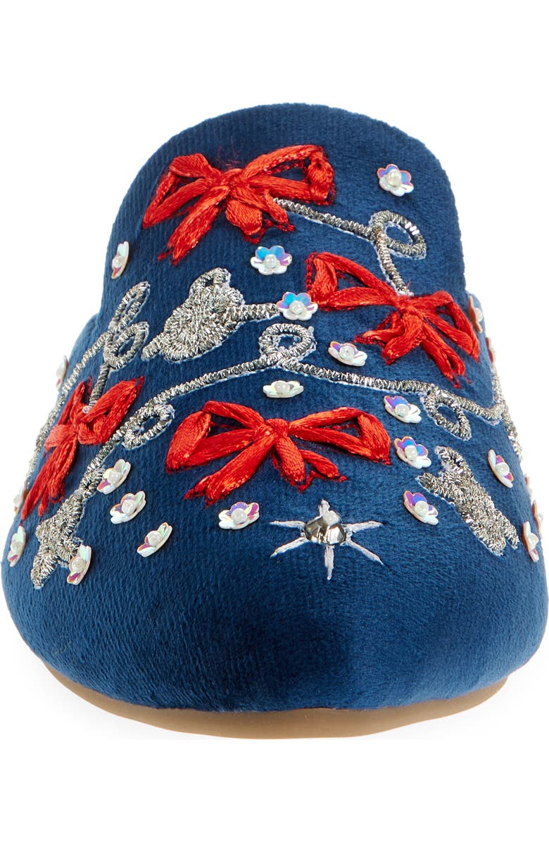 FUCHSIA Holiday Belle Embroidered Mule, Alternate, color, Navy Blue