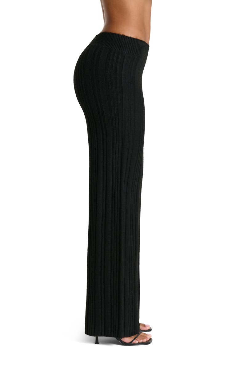 Naked Wardrobe Rib Wide Leg Pants, Alternate, color, Black
