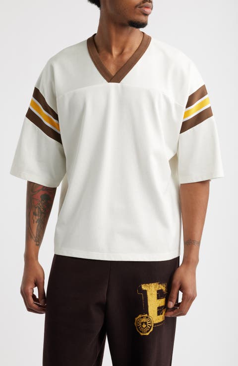 Annex Stripe V-Neck Football T-Shirt