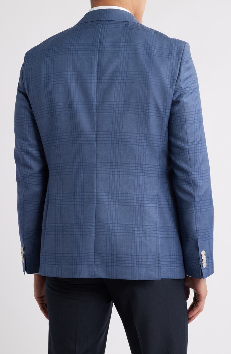 BOSS Hutson Plaid Virgin Wool Sport Coat, Alternate, color, Navy