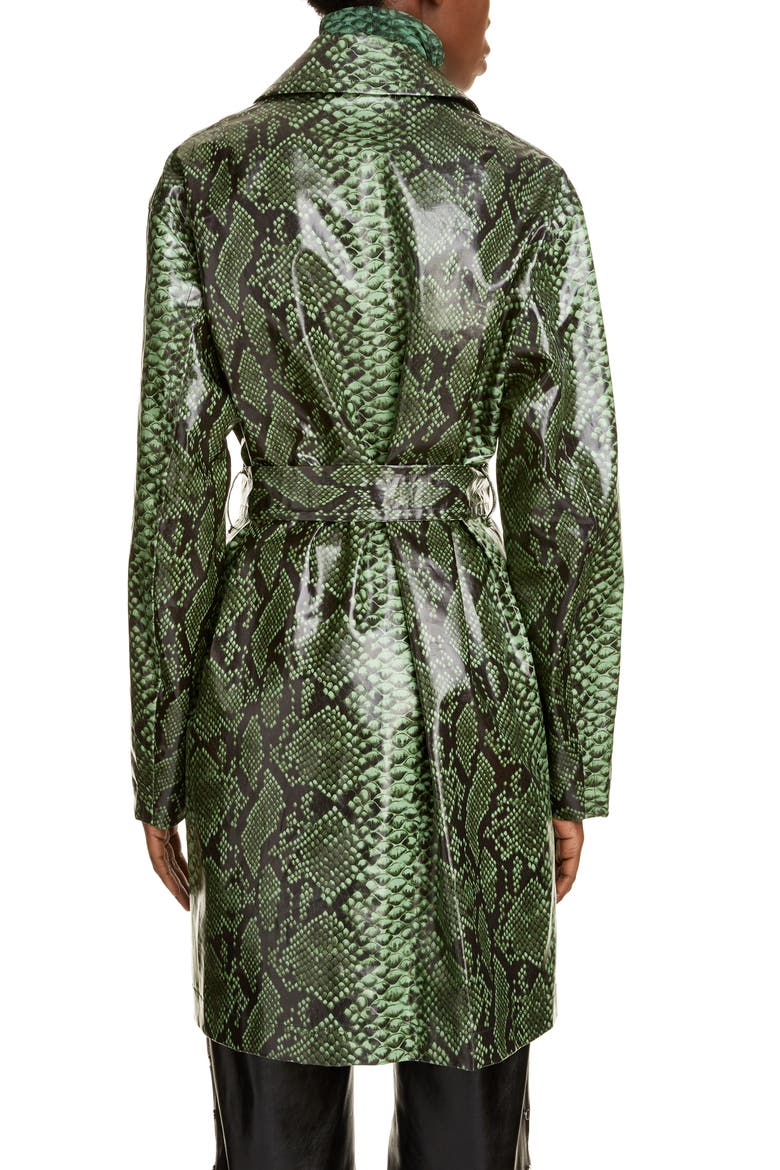 Ramblas Python Print Coated Cotton Coat, Alternate, color, GREEN 604