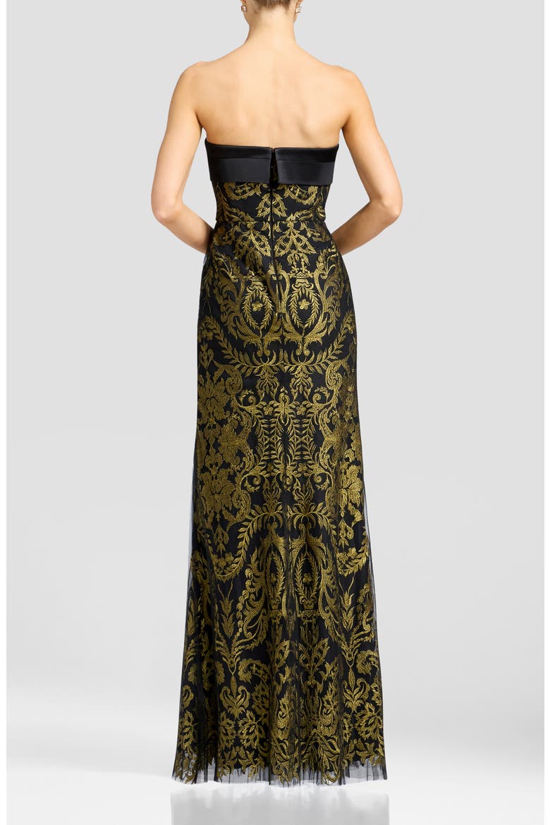 Shay Metallic Strapless Gown, Alternate, color, BLACK-GOLD