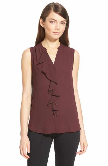 Chelsea28 Sleeveless Ruffle Front Top
