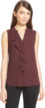 Chelsea28 Sleeveless Ruffle Front Top