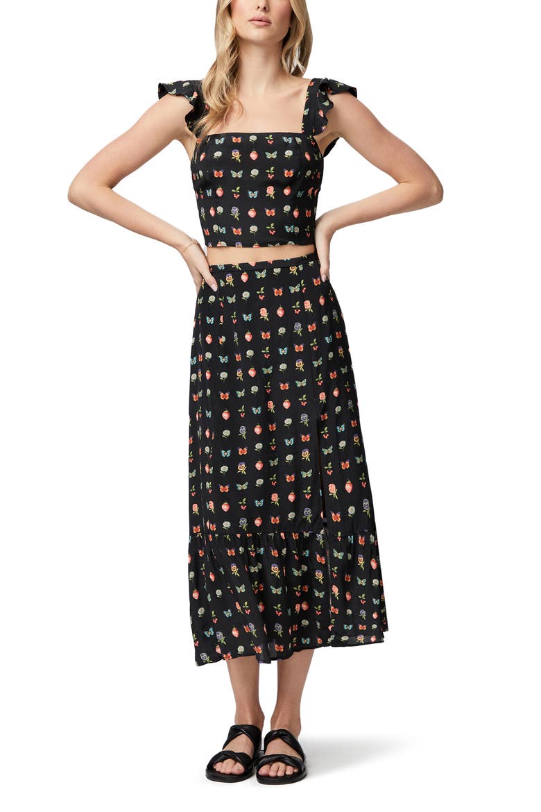 Marah Side Slit Midi Skirt, Alternate, color, BLACK