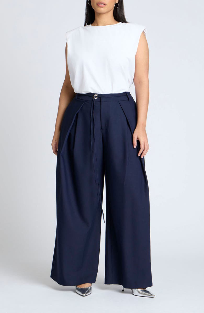 ELOQUII Pleated Wide Leg Pants, Alternate, color,