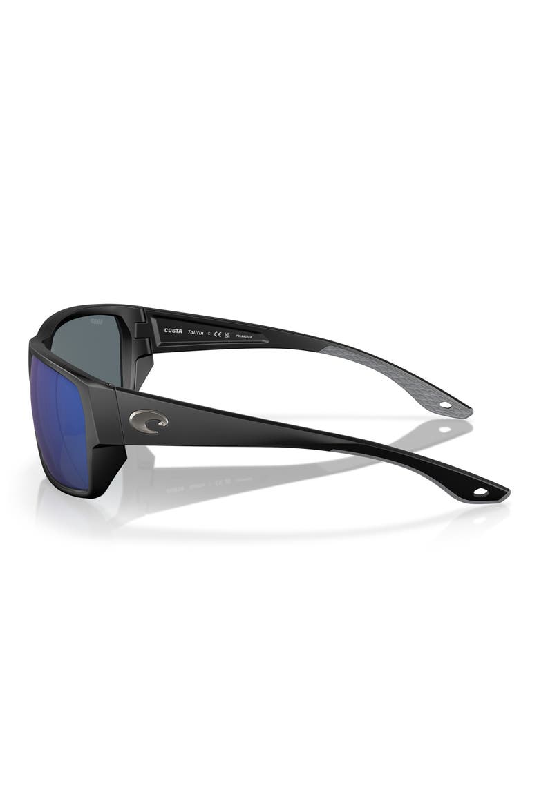 Tailfin 60mm Polarized Sunglasses, Alternate, color, BLACK/ BLUE MIRROR