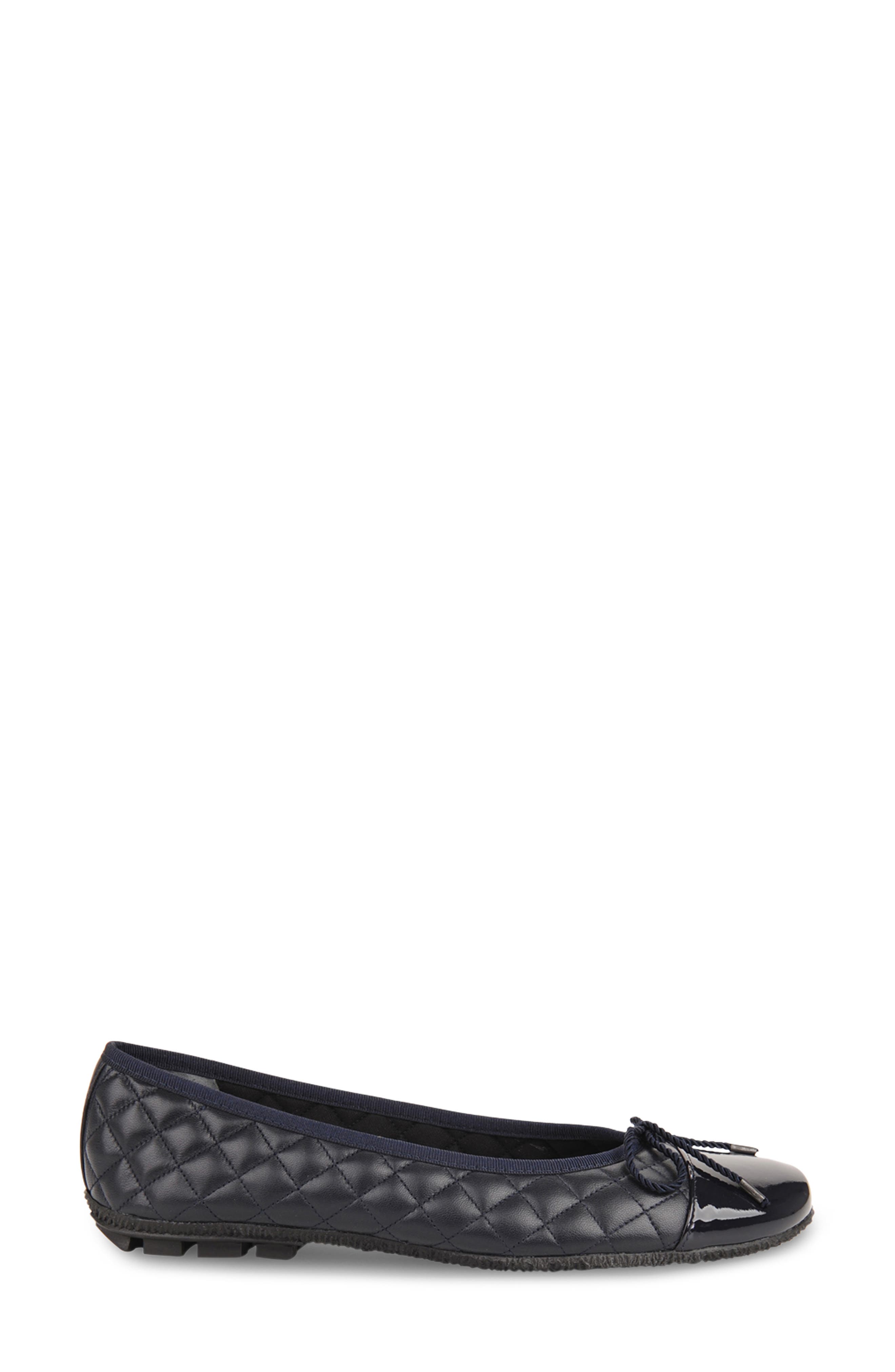 Cozy Quilted Cap Toe Ballet Flat, Alternate, color, NAVY