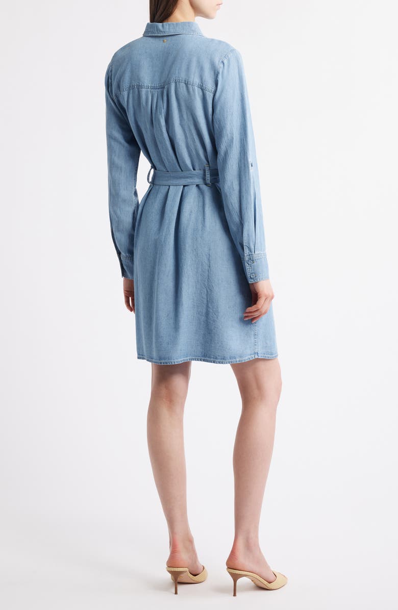 KOBI HALPERIN Tie Waist Button Front Long Sleeve Chambray Dress, Alternate, color, Light Blue