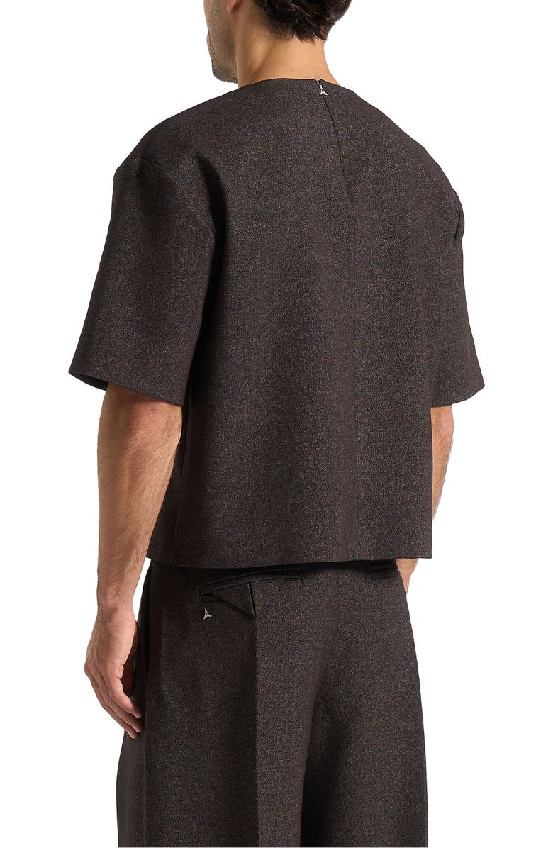 Manière De Voir Leon Boxy Cropped Hatched T-Shirt, Alternate, color, Brown