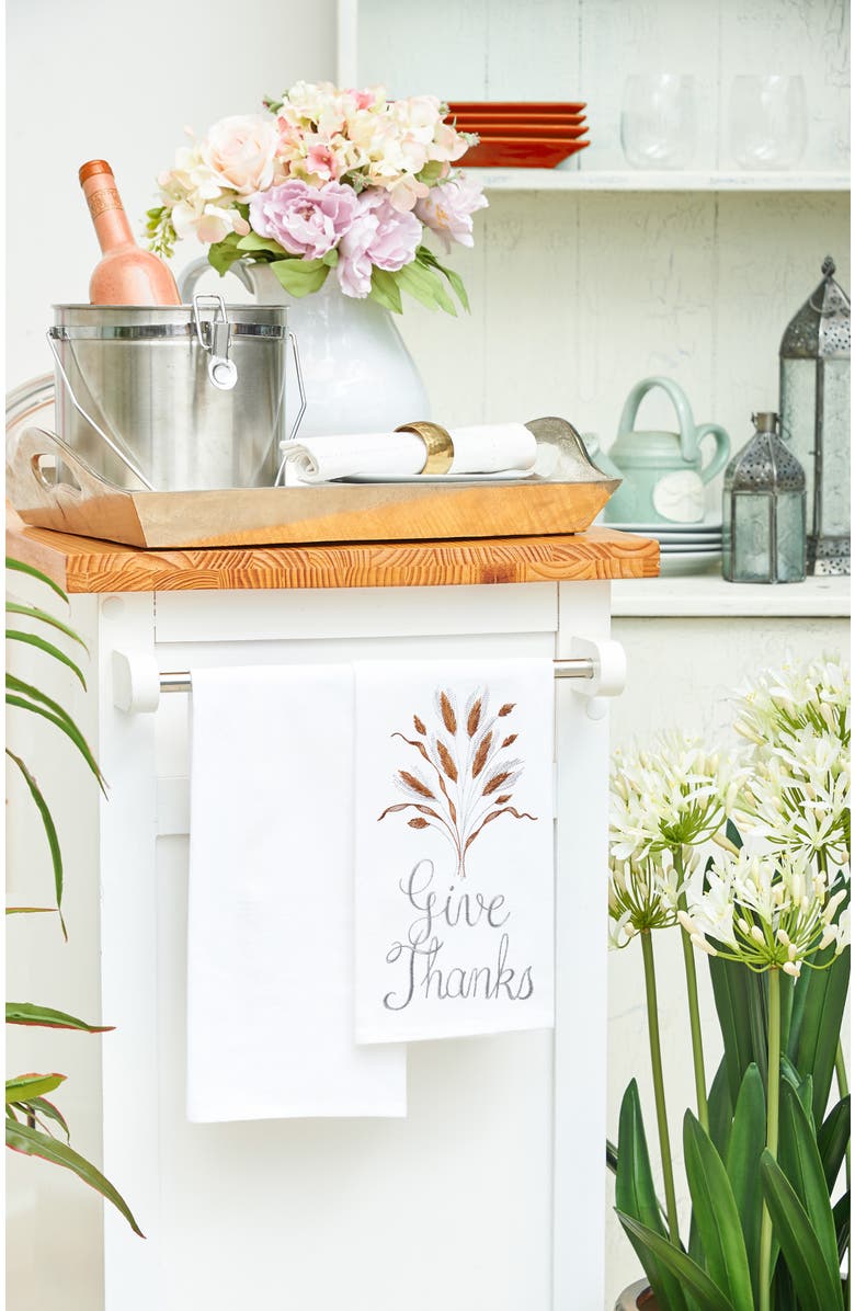 C&F Home Give Thanks Flour Sack Cotton Kitchen Towel, Alternate, color, White