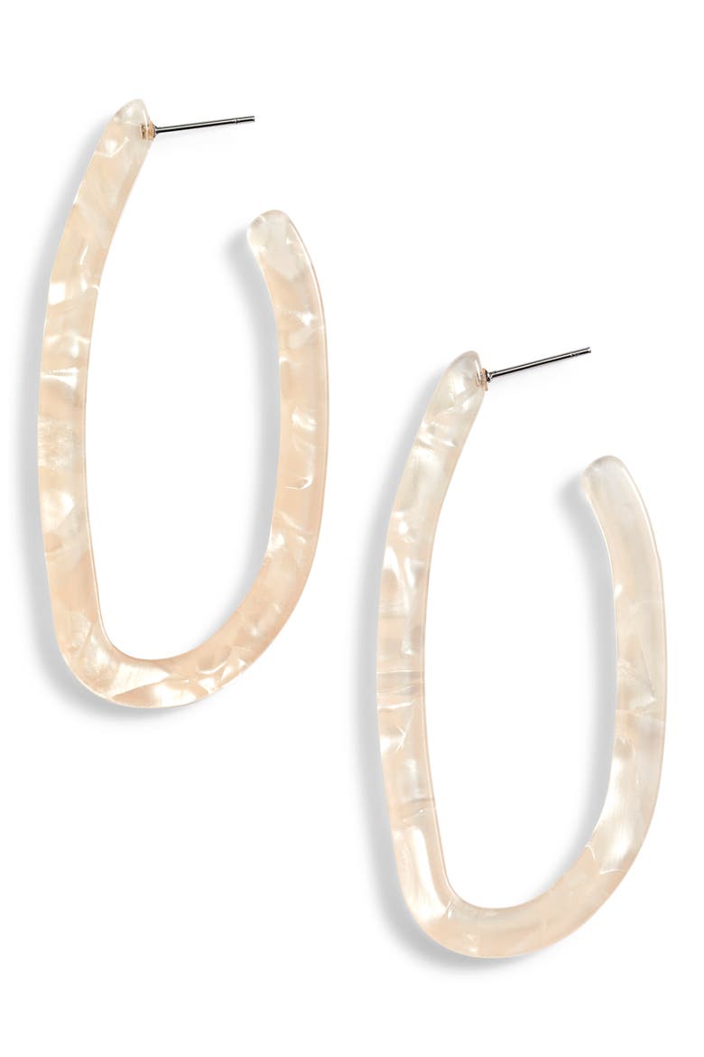 Angular Resin Hoop Earrings, Main, color, GOLD/ BLUSH