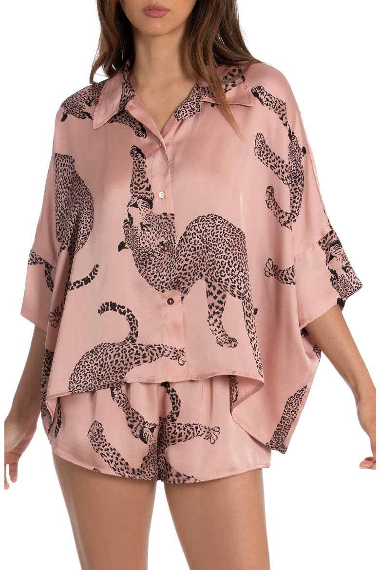 Print Satin Short Pajamas, Main, color, TAUPE