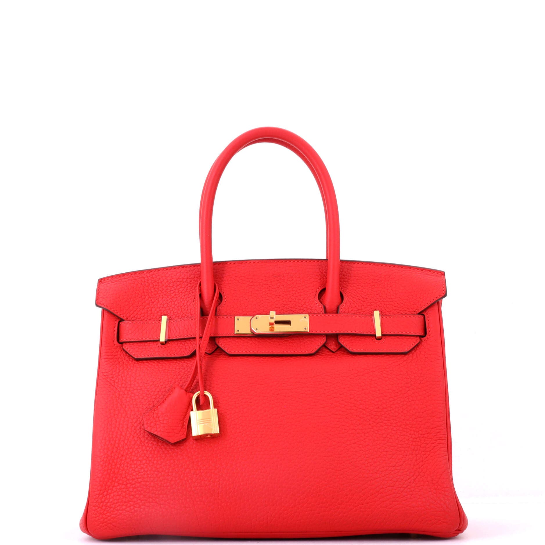 Pre-Owned Hermes Birkin Handbag Red Clemence with Gold Hardware 30, Main, color, Rouge Tomate