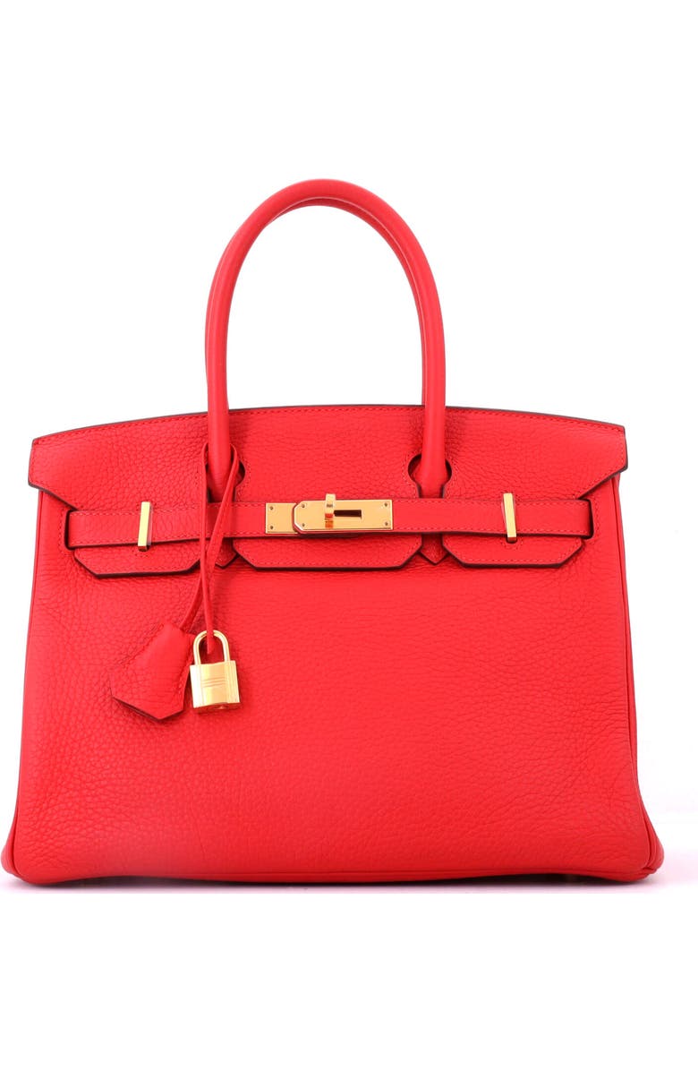 Pre-Owned Hermes Birkin Handbag Red Clemence with Gold Hardware 30, Main, color, Rouge Tomate