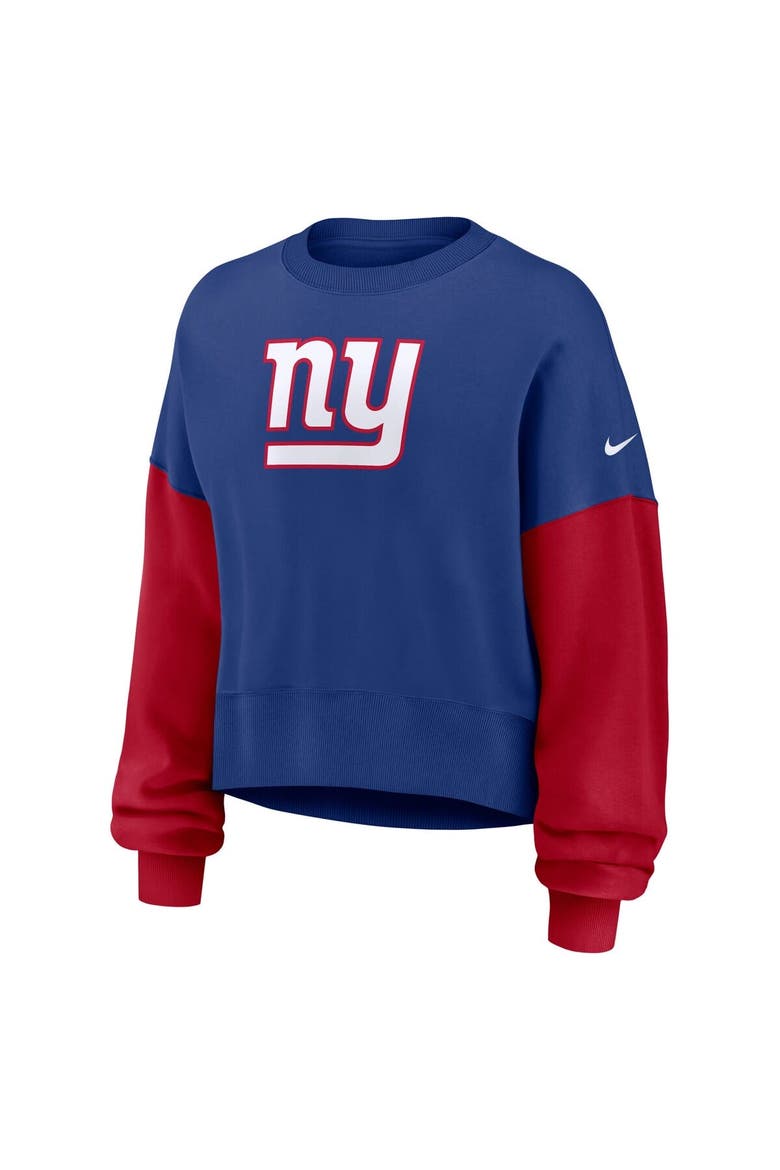 Women's Nike Royal New York Giants Oversized Color-Block Pullover Sweatshirt, Alternate, color, Royal
