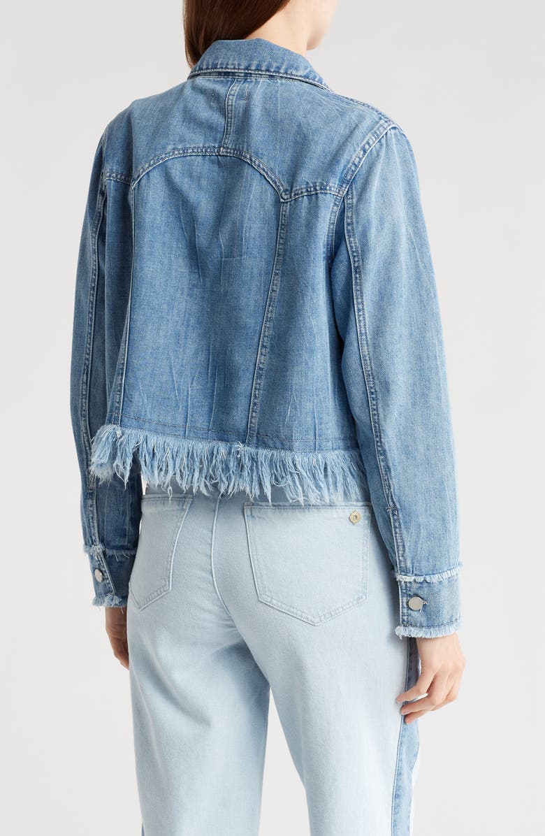 Democracy Chewed Frayed Hem Denim Jacket, Alternate, color, Light Blue