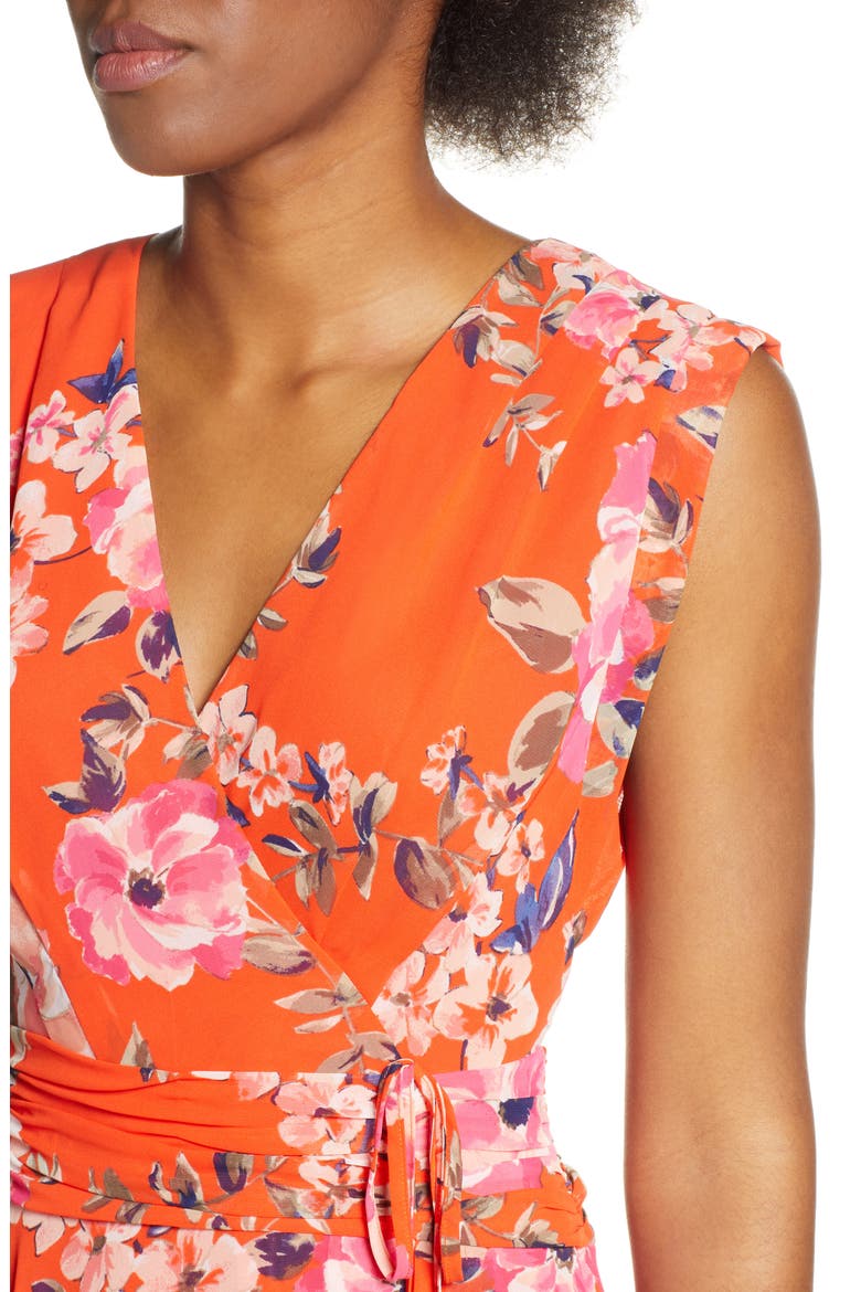 Floral High/Low Chiffon Maxi Dress, Alternate, color, ORANGE