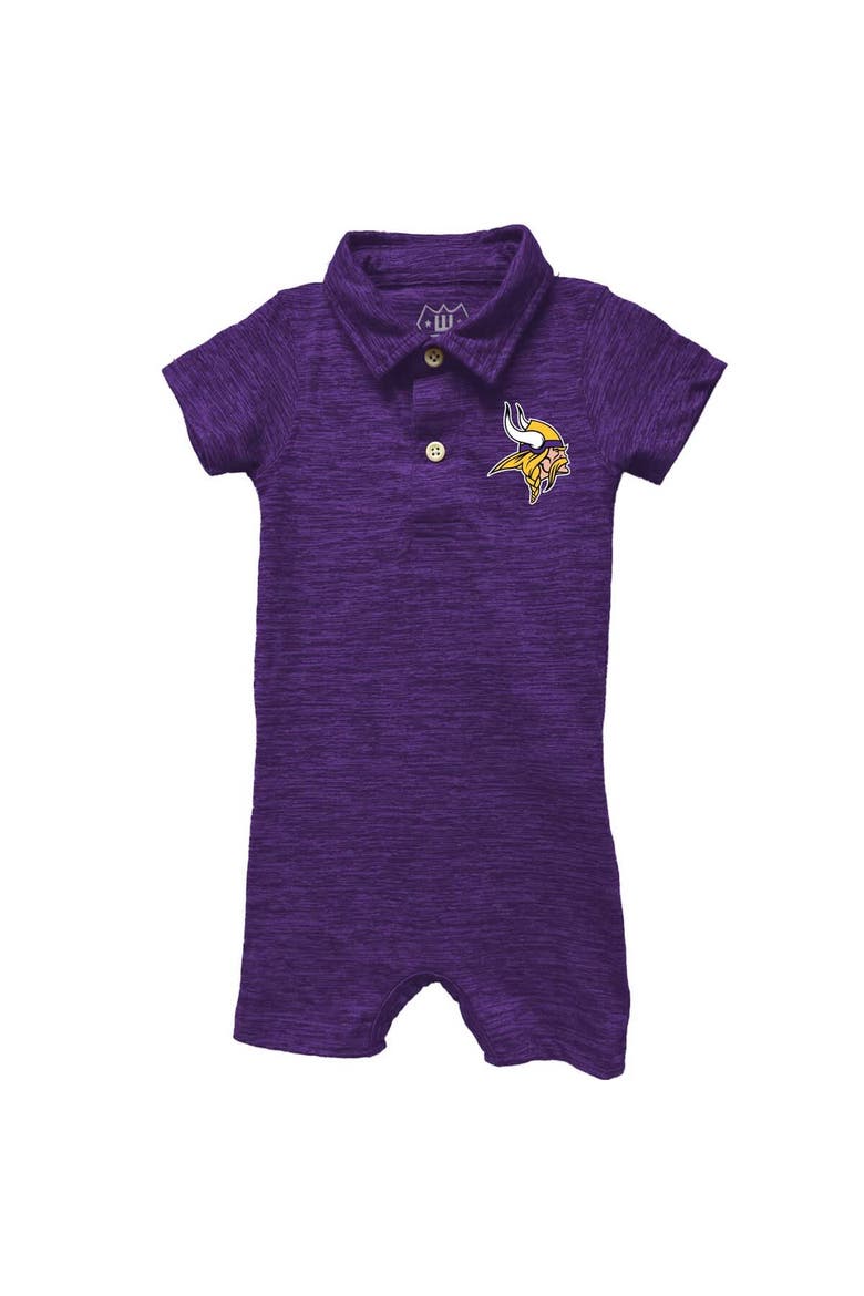 Infant Wes & Willy Purple Minnesota Vikings Short Leg Cloudy Yarn Polo Bodysuit, Main, color, Purple