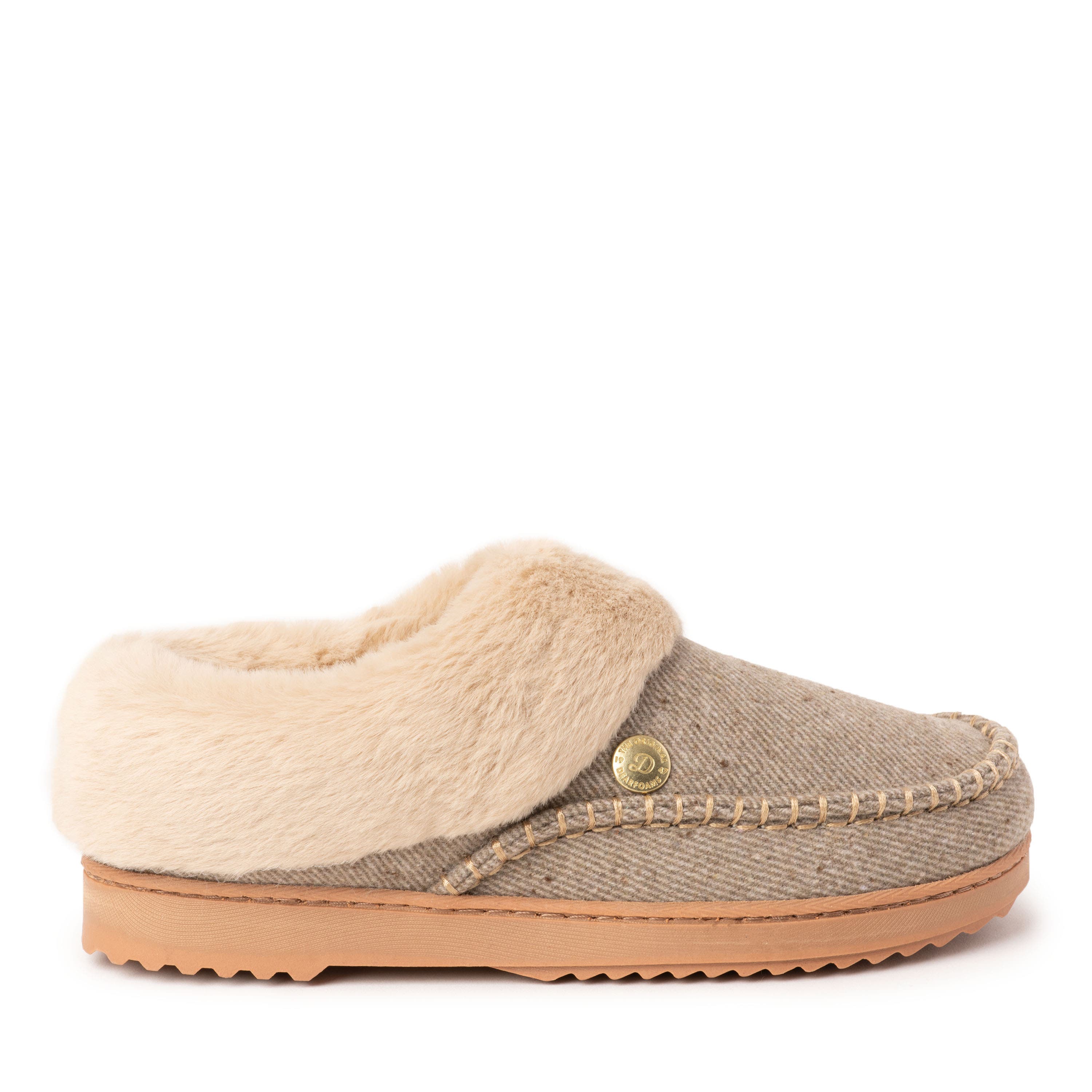 Nyla Plaid Moccasin Toe Clog Slippers, Alternate, color, FOSSIL