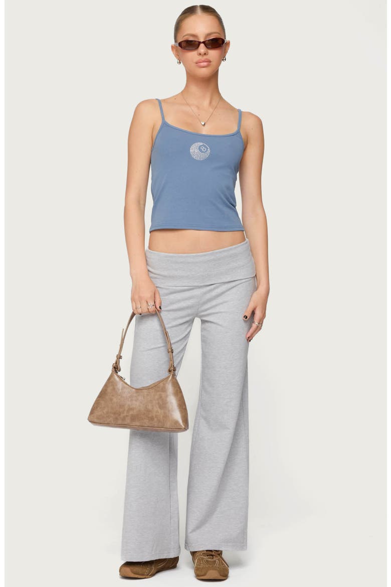 Wide Leg Foldover Pants, Alternate, color, LIGHT-GRAY-MELANGE
