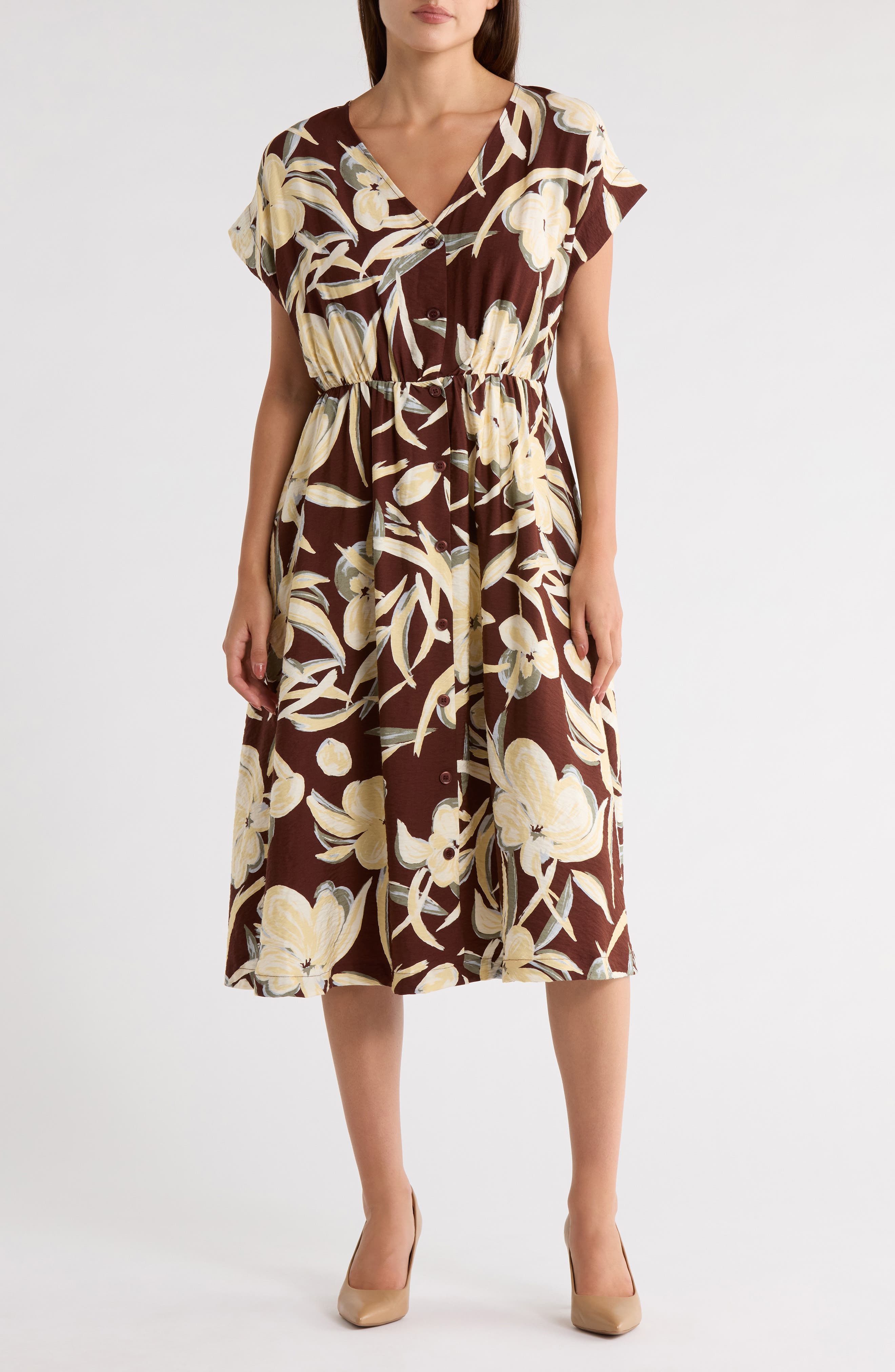 NORDSTROM RACK Short Sleeve Button Front Dress