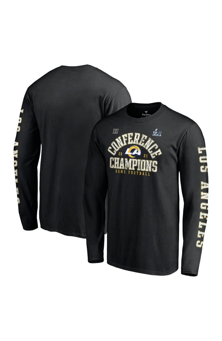 FANATICS Men's Fanatics Branded Black Los Angeles Rams 2021 NFC Champions Vintage Long Sleeve T-Shirt, Main, color, 