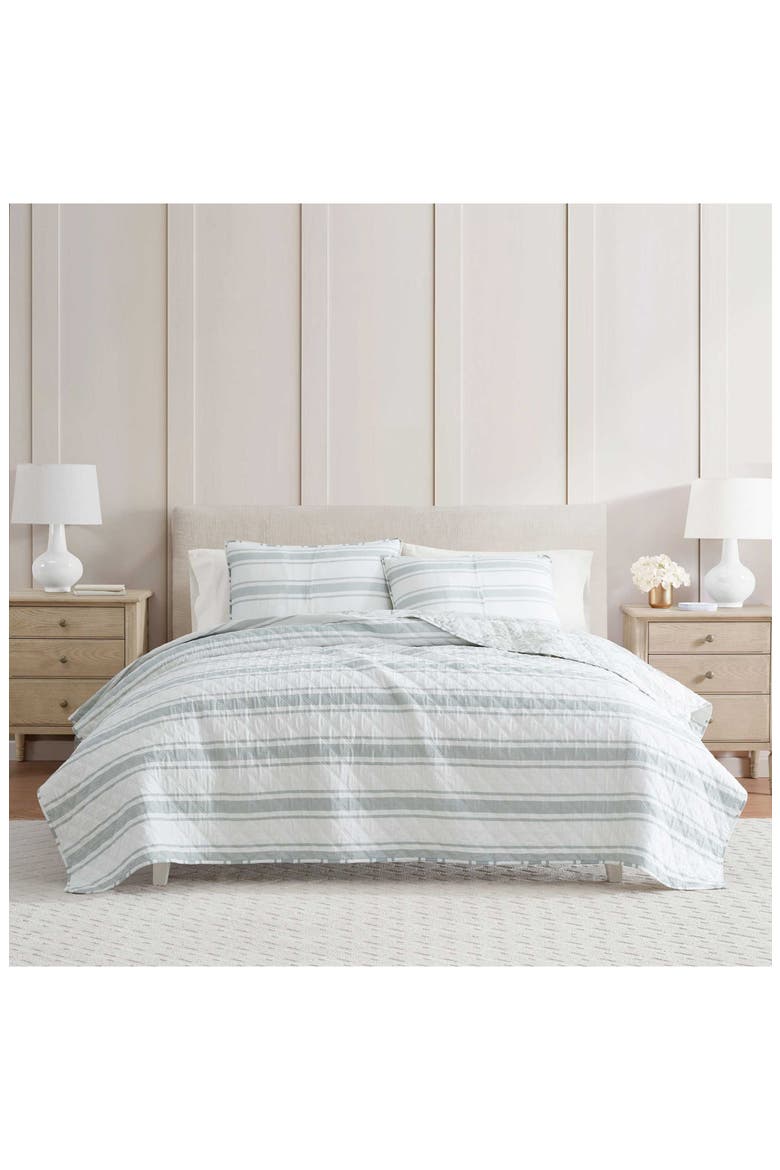 Vine Floral Reversible Cotton Percale Quilt Set, Alternate, color, LIGHT SAGE