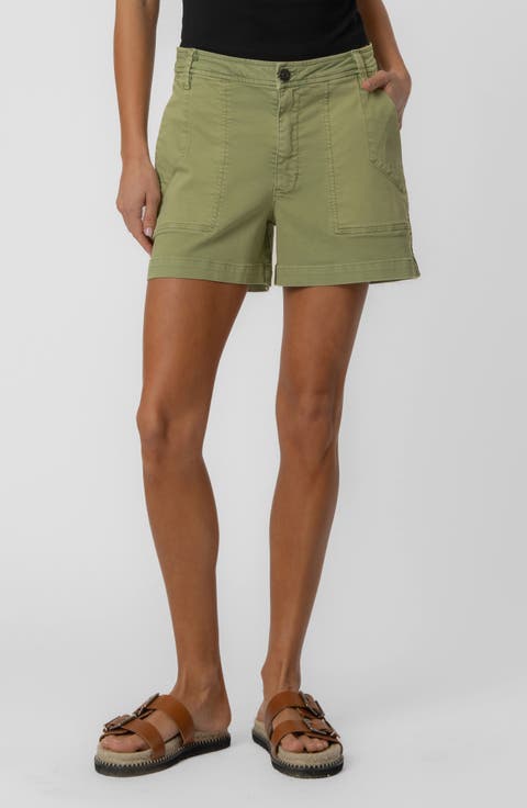 Ashton High Waist Twill Utility Shorts