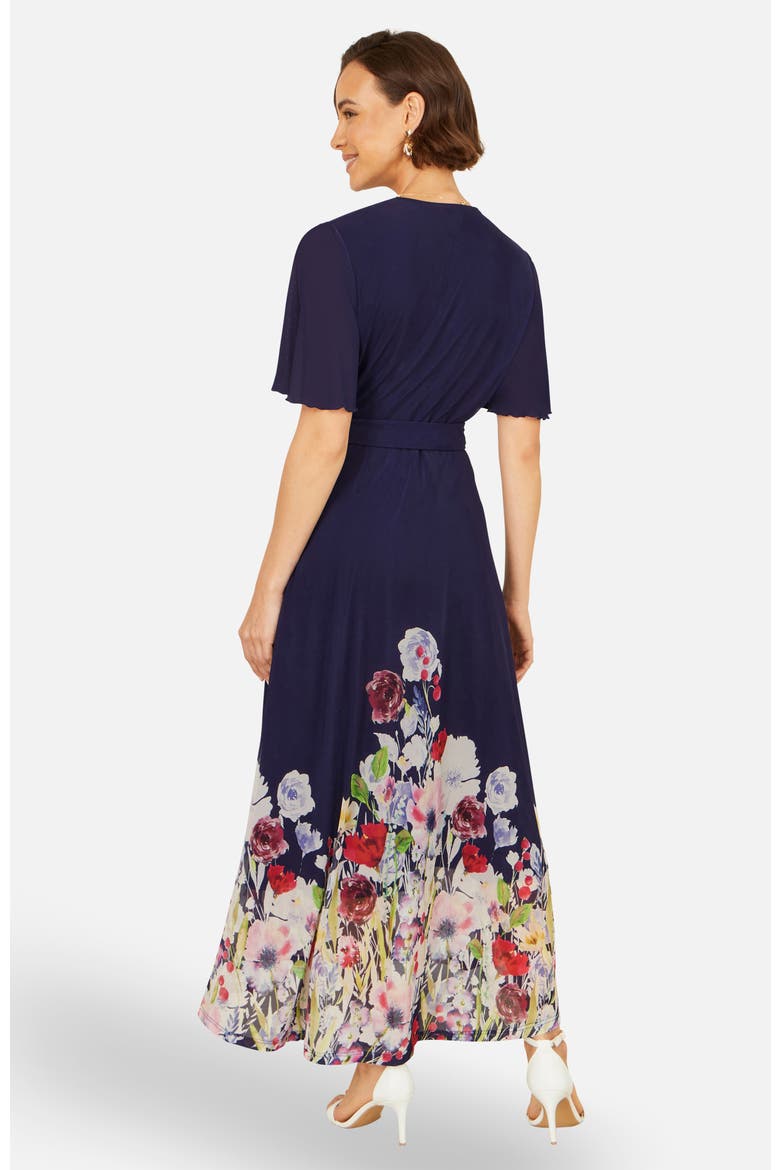 Mesh Wrap Midi Dress, Alternate, color, Navy