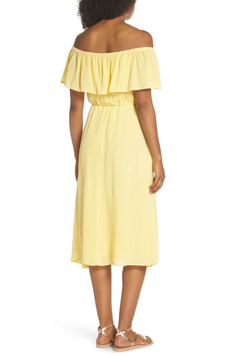 Charles Henry Off the Shoulder Ruffle Midi Dress, Alternate, color,