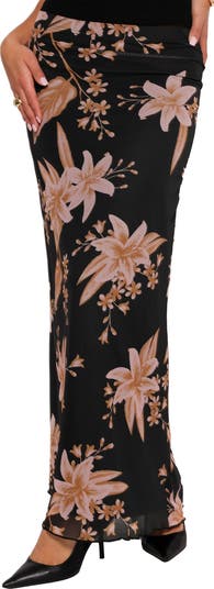 Devoré Floral Chiffon Maxi Skirt