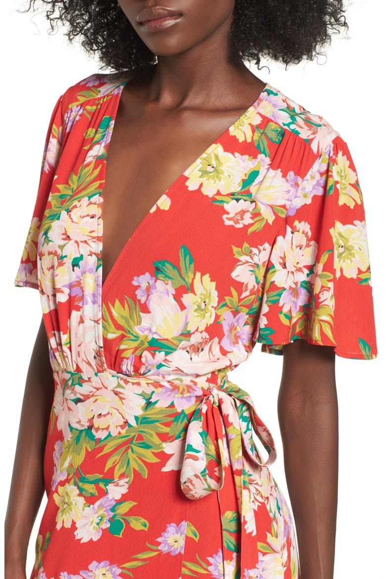 Plaza Wrap Maxi Dress, Alternate, color, RED